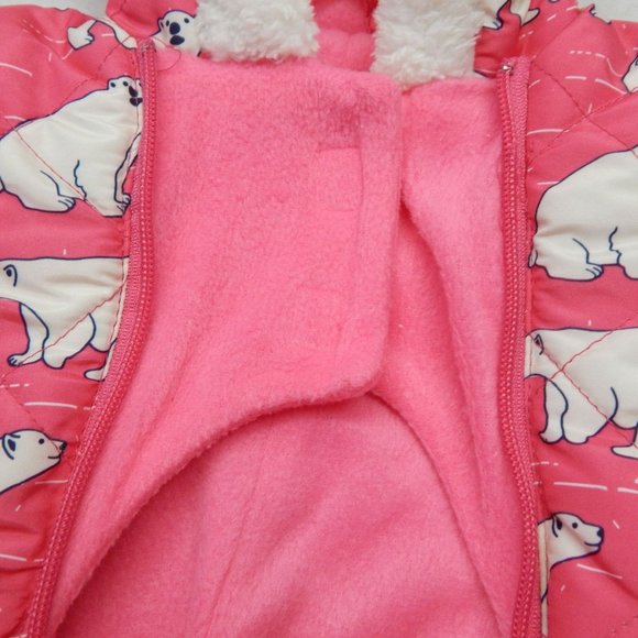 Wippette Girls Pink Polar Bear Snow Suit Footed and Hooded Size 3 to 6 Months - Picture 6 of 11